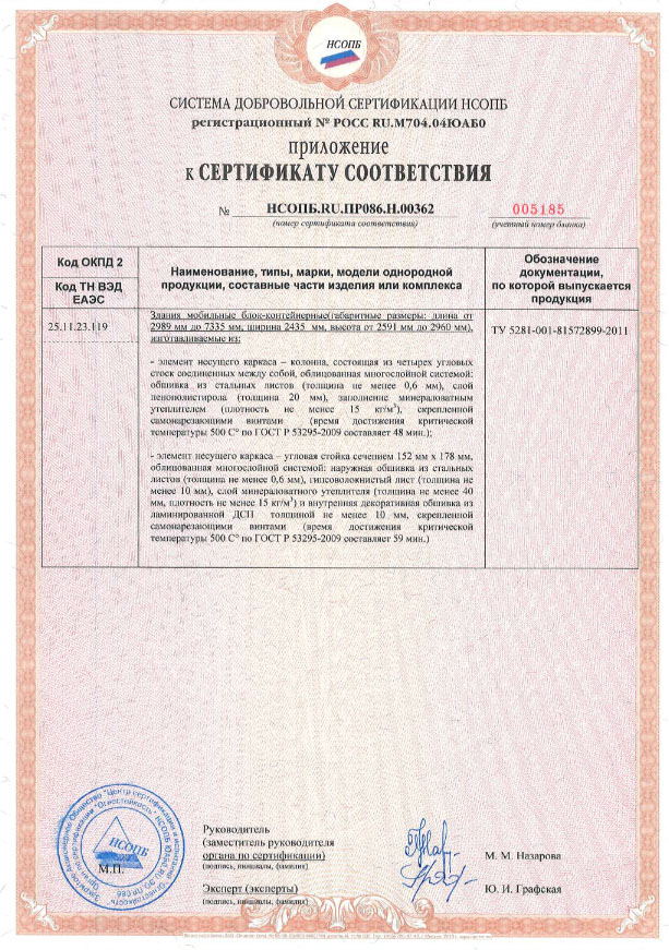 Сертификат CONTAINEX